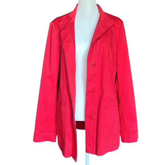 J Jill Red Button Front Jacket Sz M - Picture 2 of 7